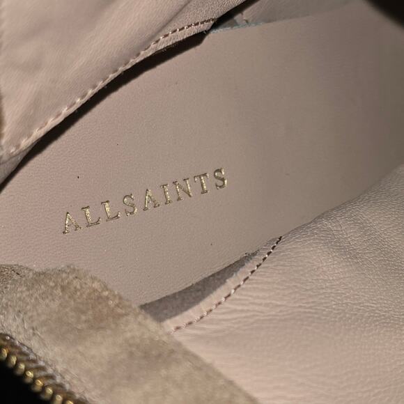 All Saints Suede Fringe Ankle Boots Pointed Toe Tan Western Cowgirl Booties 8 - Picture 14 of 16